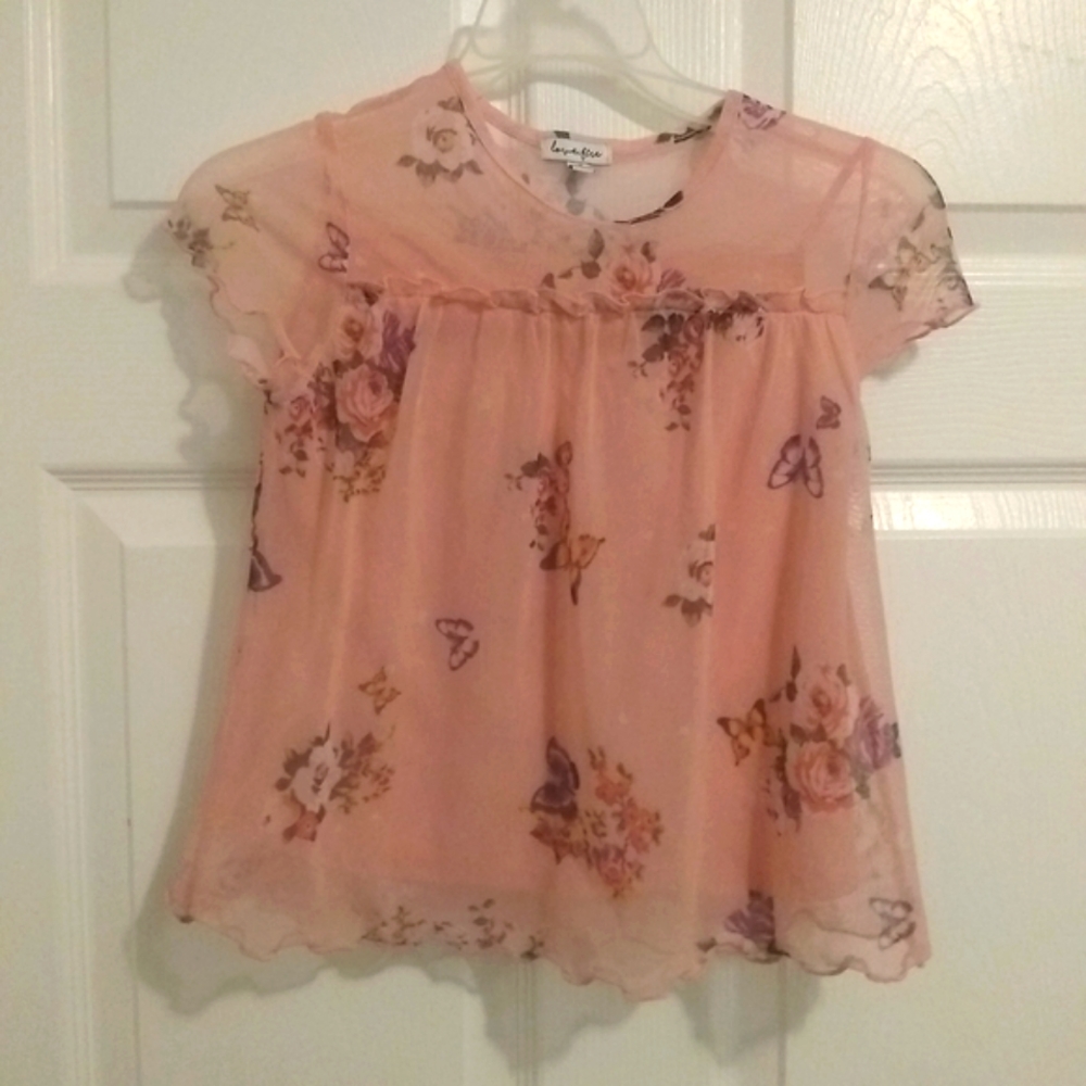 Girl's Love, Fire flowy pink floral top